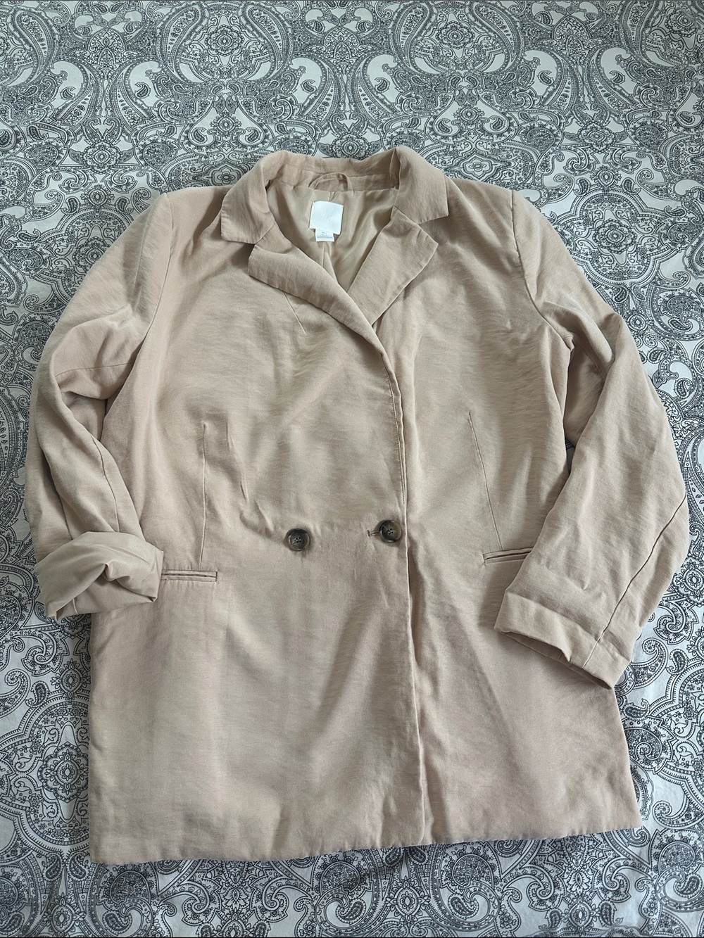 H&M Light Beige Double-Breasted Women's Blazer Jacket